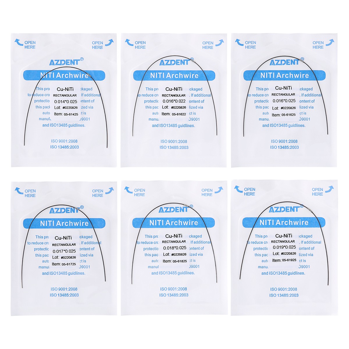 AZDENT Dental Super Elastic Copper Cu-NiTi Rectangular Arch Wire Stops Preformed