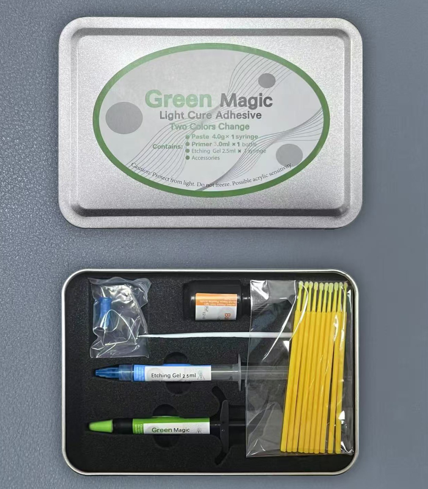 Dental Brackets /Orthodontic Light Cure Adhesive Kit/Blue Green Glue/Mini No-Mix