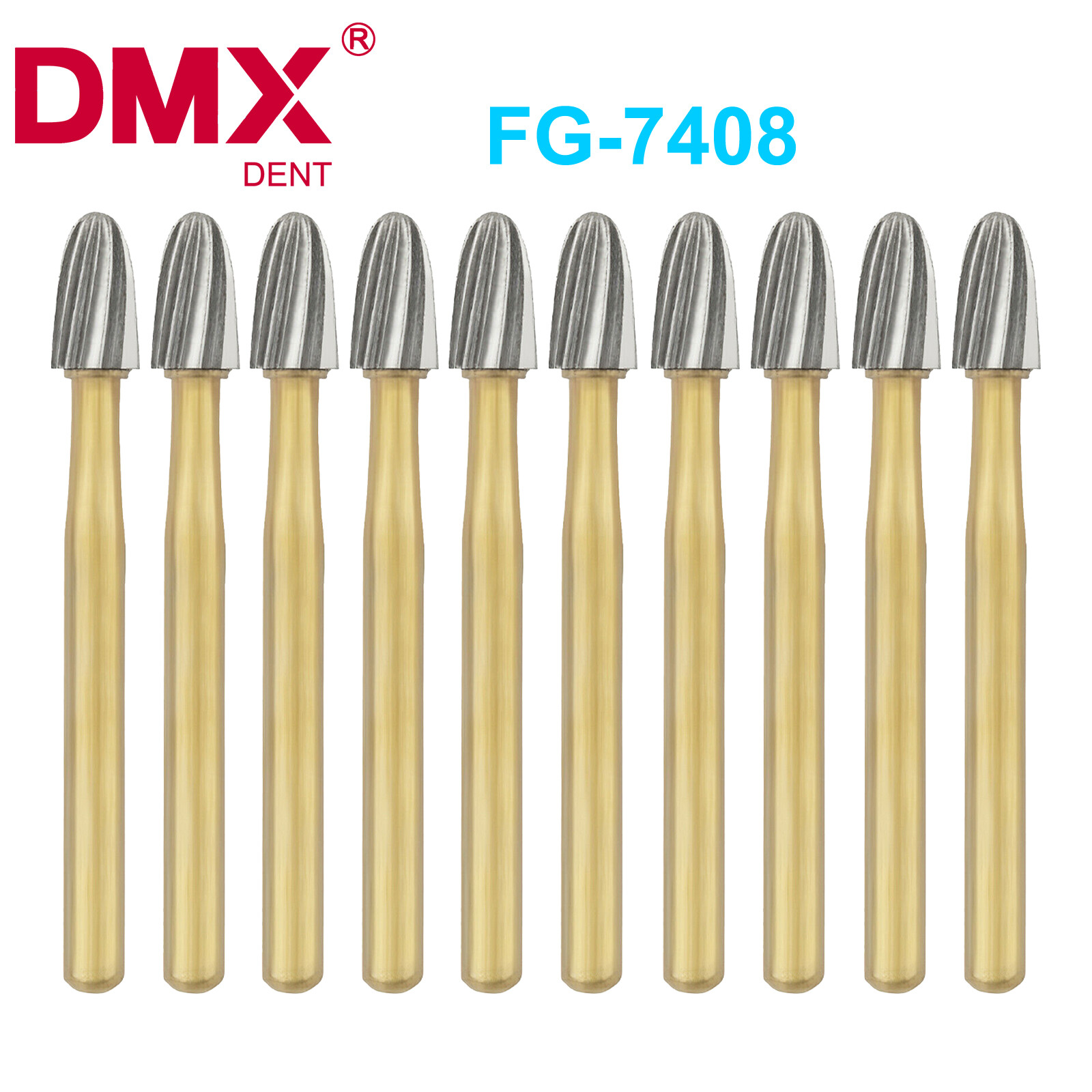 NEW Dental Trimming & Finishing Football Carbide Burs #7408 T&F 12 Bladed 10Pcs