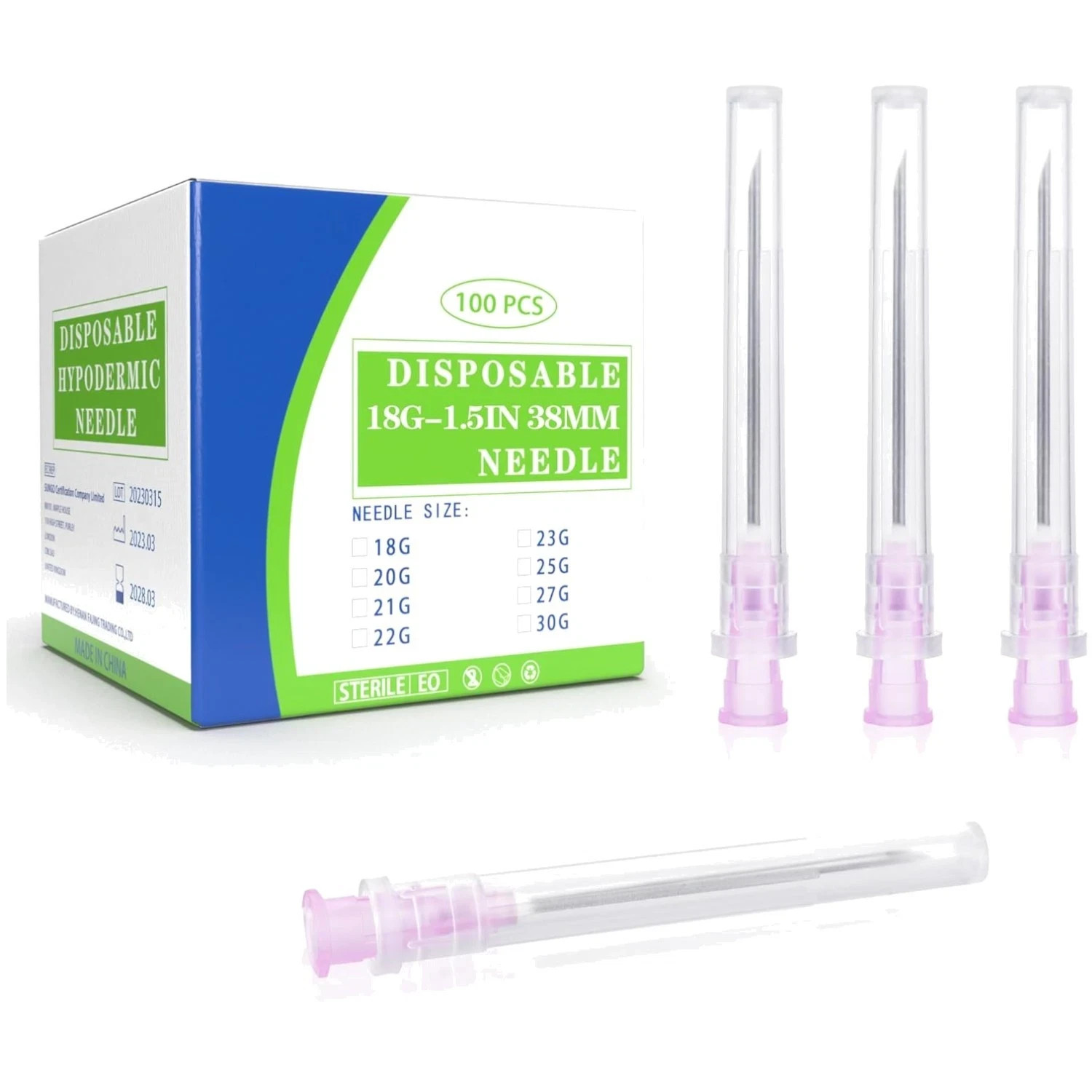 18 Gauge 1.5 Inch Disposable Needles with Caps for Scientific and Lab Dispensing