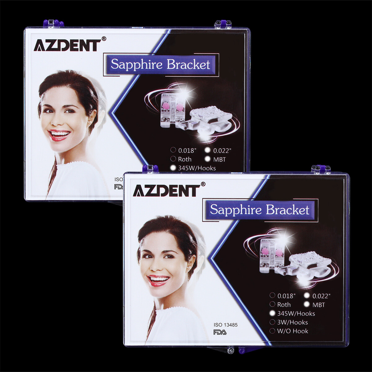 AZDENT Dental Ortho Sapphire Bracket Buccal Tubes Mini roth/MBT.022 Hooks 345