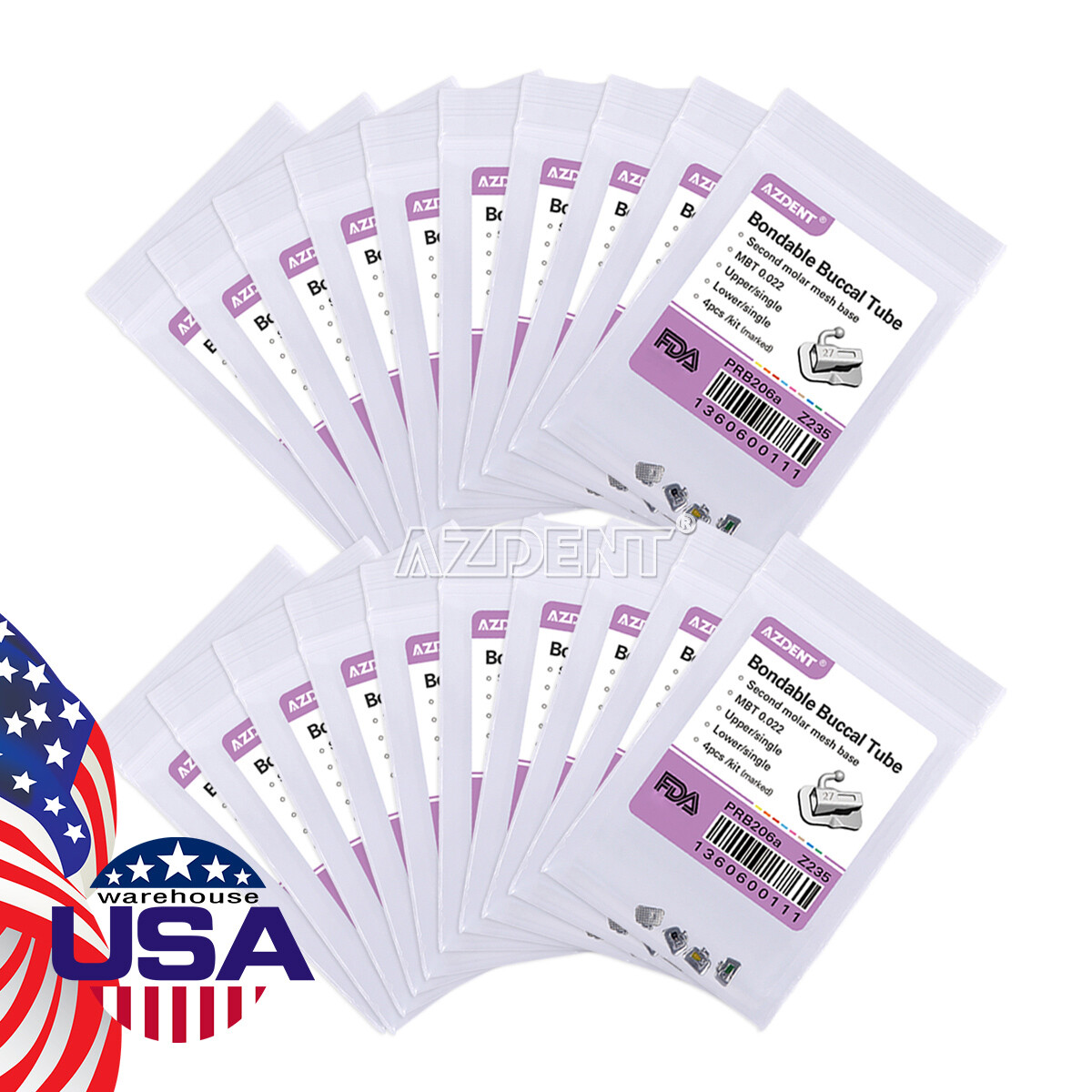 Dental Orthodontic Buccal Tube 1st 2nd Molar Tubes Roth/MBT 022 Bondable AZDENT
