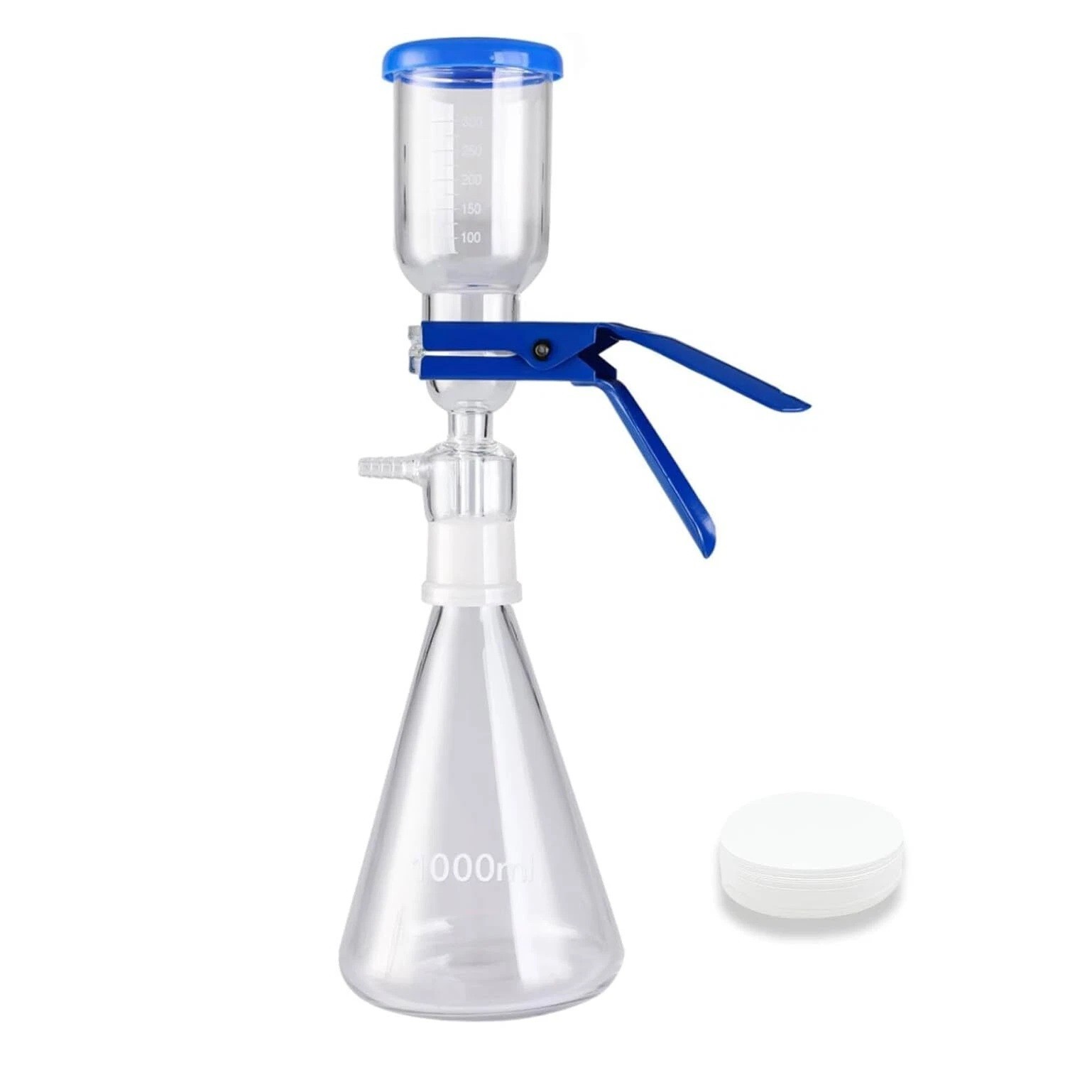 1000mL Lab Vacuum Filtration Flask Glass Suction Filtering Kit Base Funnel Clamp