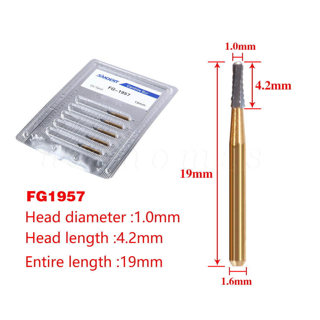 10Pcs Dental Tungsten Carbide Burs Crown Cutter Cutting Transmetal FG 1957