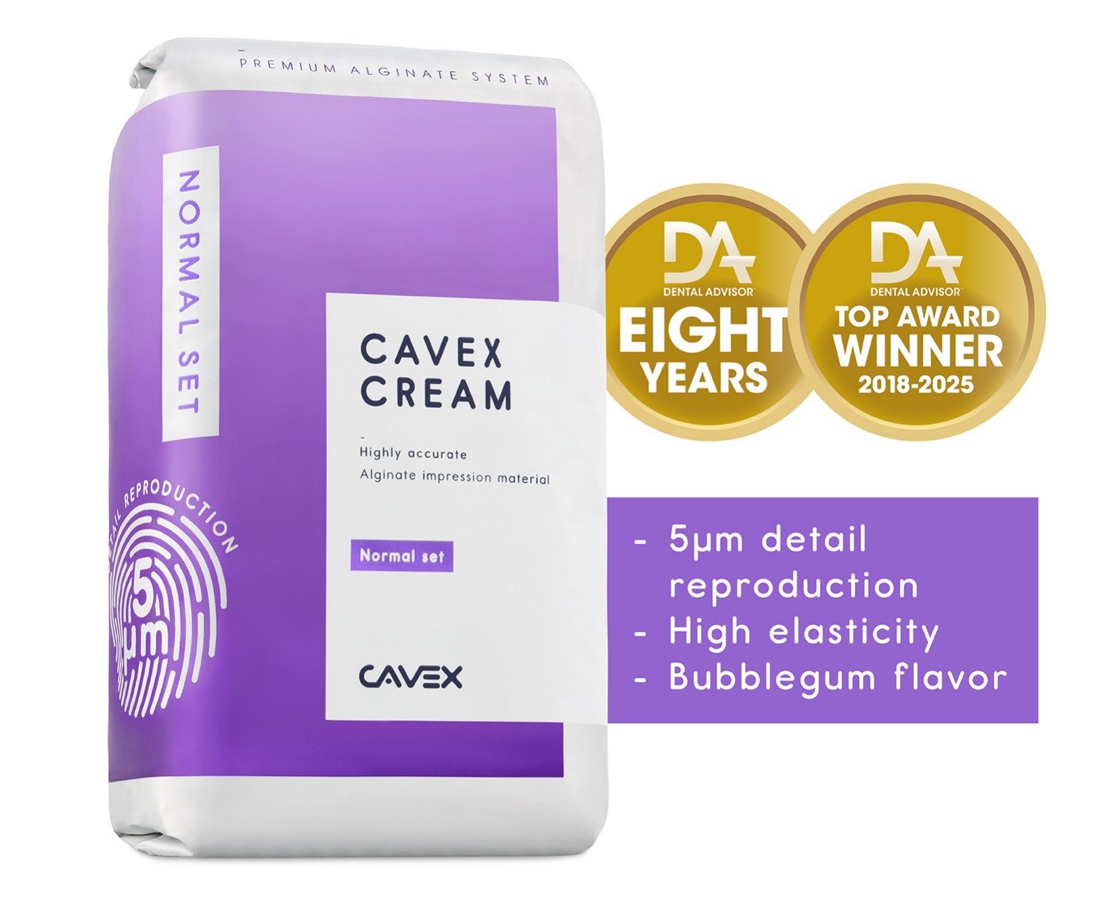 Cavex Cream Alginate 500 g – Normal Regular Set (90 s) Bubble‑Gum, Scan (6 Pack)