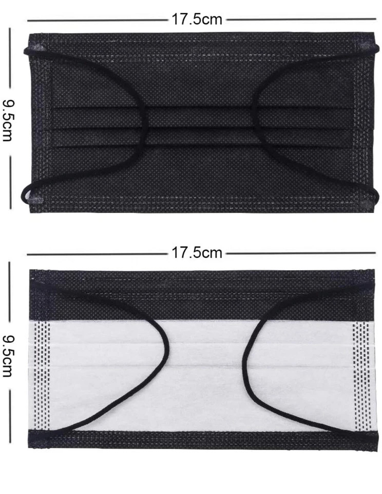 100/50 PCS Black Protective Face Mask Respirator Disposable Masks Earloop Cover
