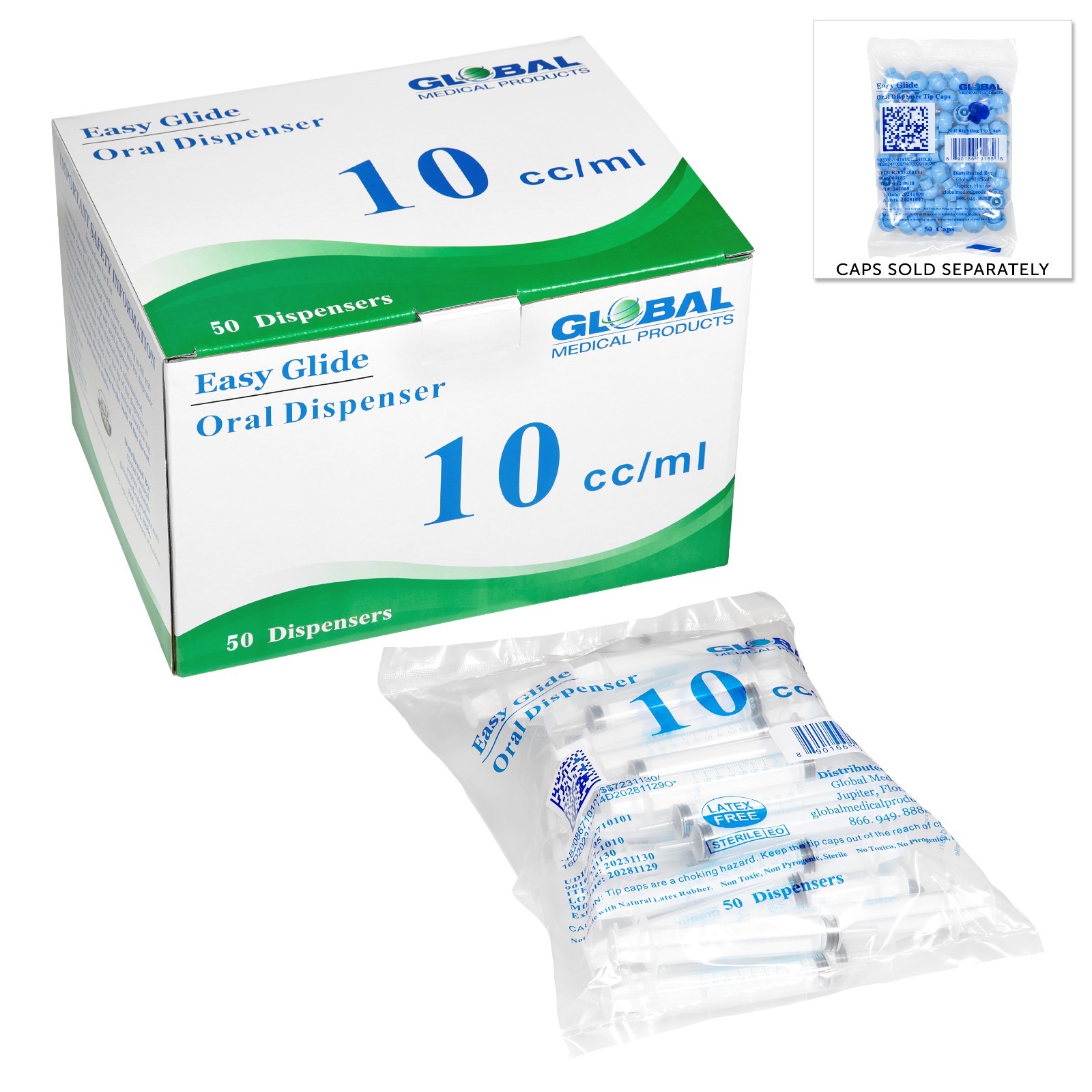 Global Medical Products – 10cc ORAL Syringe – QTY 50 – Sterile – NO TIP CAPS