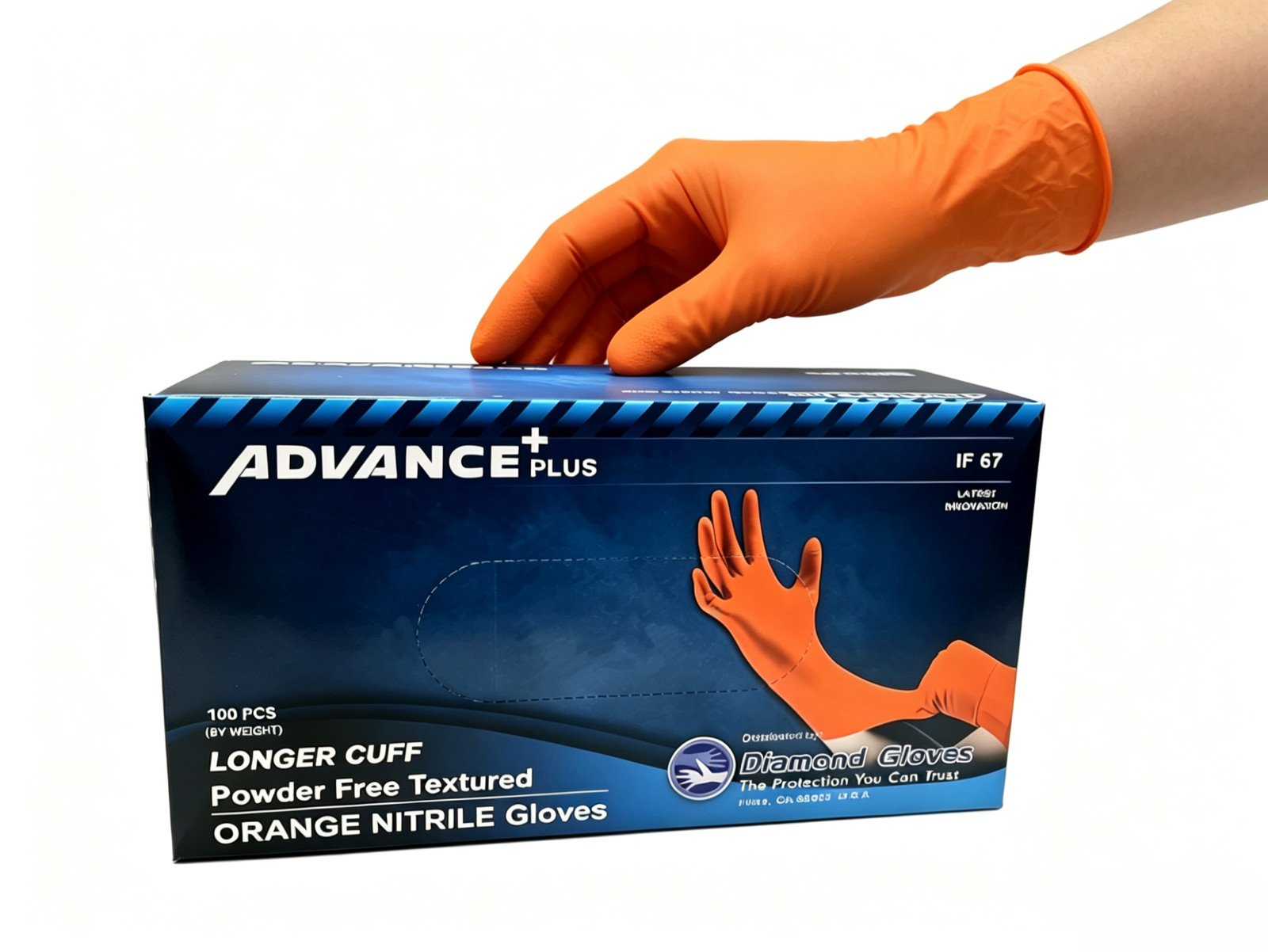 1000PCS Orange Nitrile Gloves 11″ Long Cuff 6Mil Latex & Powder Free S/M/L/XL