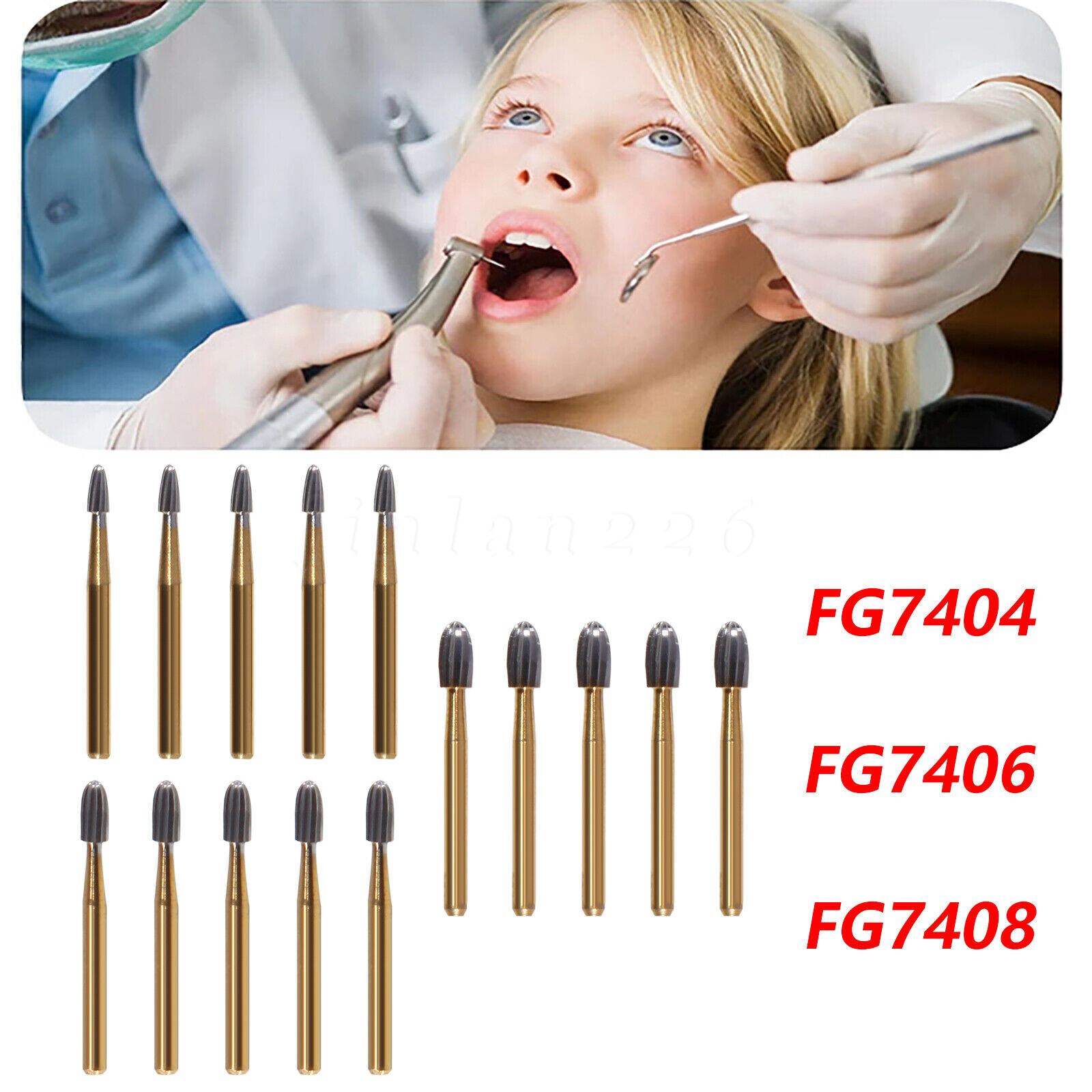 Dental Tungsten Carbide Bur Trimming & Finishing Egg Football FG7404/7406/7408