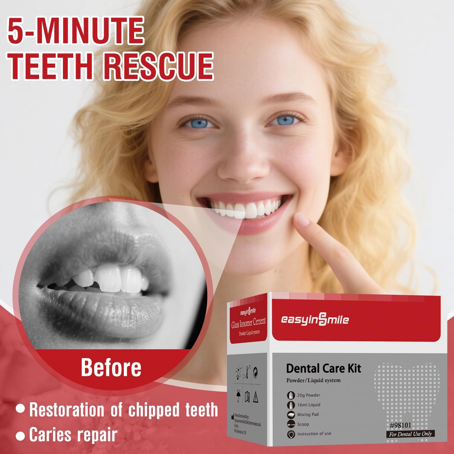 Tooth Repair Kit Zinc Oxide Eugenol,Dental Cement for Chipped Broken Teeth, Miss
