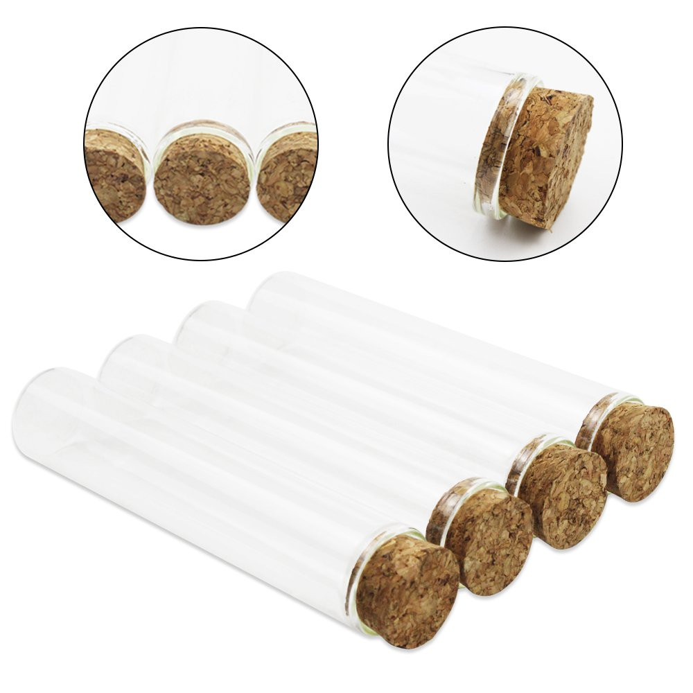 18Pcs Glass Test Tube, 25×120Mm Clear Flat Test Tubes with Cork Stoppers for Pla