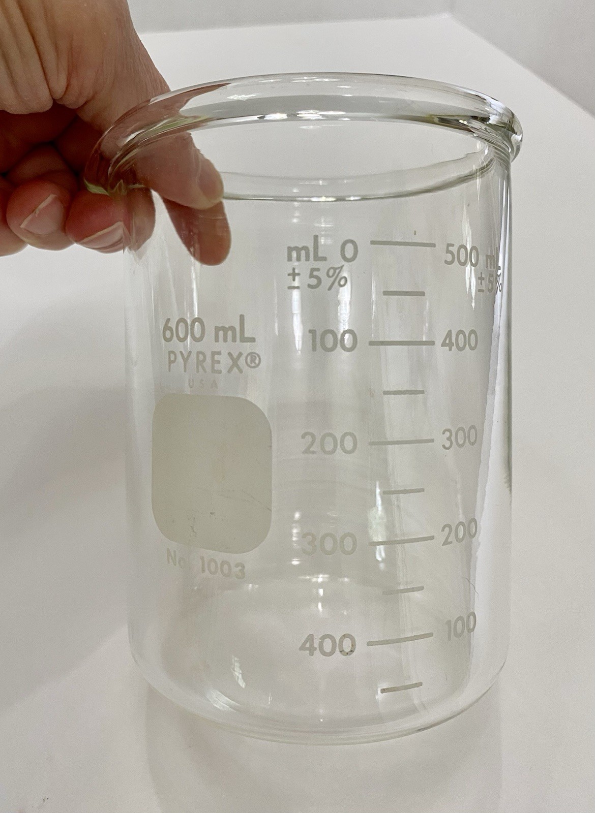 PYREX No. 1003 Griffin Beaker 1000ml & 600 mL #1003 Heavy Walled USA
