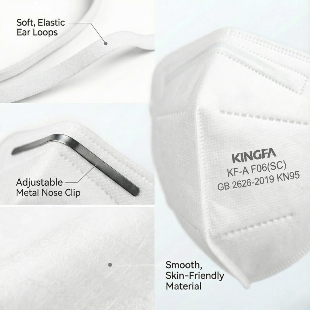 KN95 Face Masks 50 Pack GB2626-2019 Certified 5-Layer Filtration Disposable