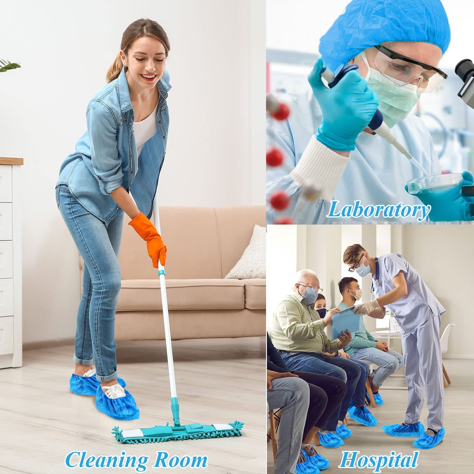 1000 Pcs Disposable Waterproof Shoe Covers, Nonslip Boot Protectors for Indoor U