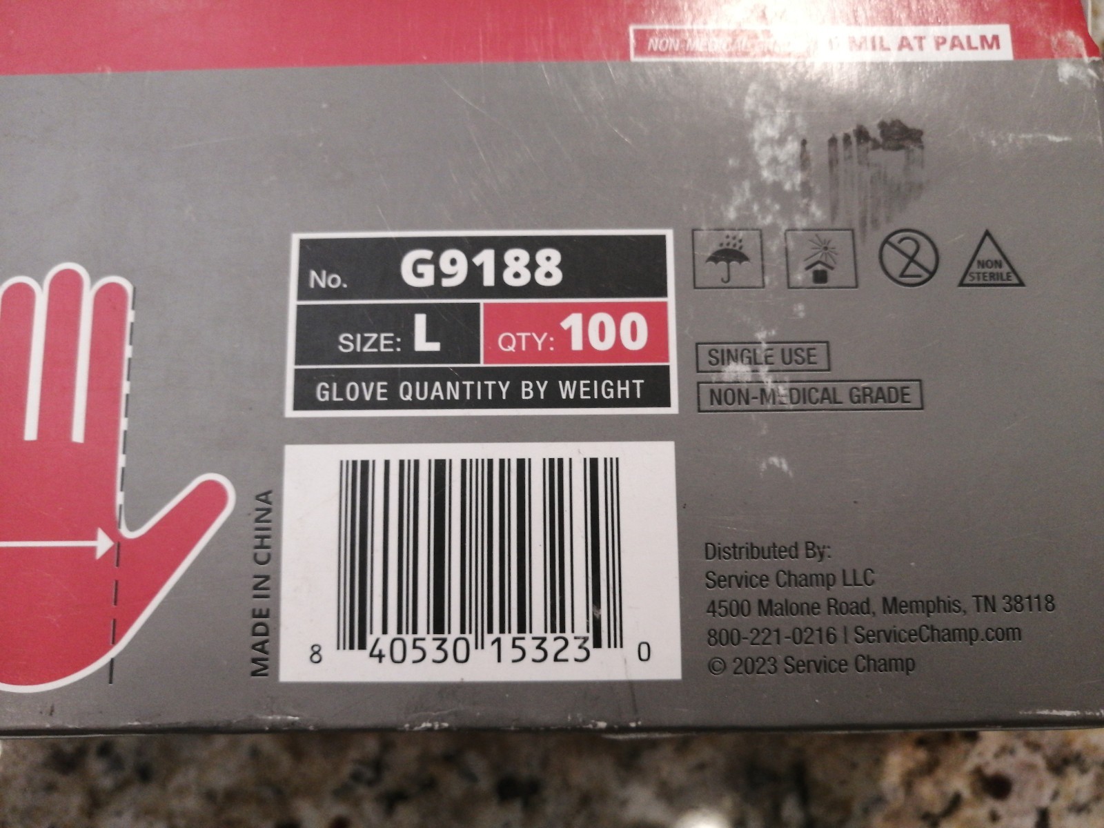 Service Champ Black Nitrile Gloves G9188 Multi-Purpose 100 ct size L 6mil