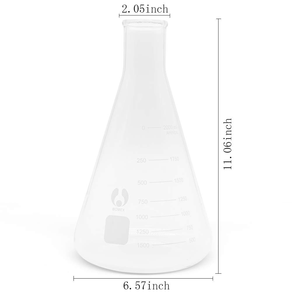Glass Erlenmeyer Set Narrow Mouth 2000ml Graduated s