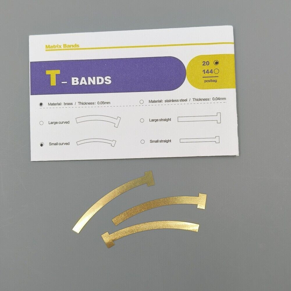 20Pcs/Pack Dental Curved Straight T-Bands Brass Wide Operatory Restorations Tool