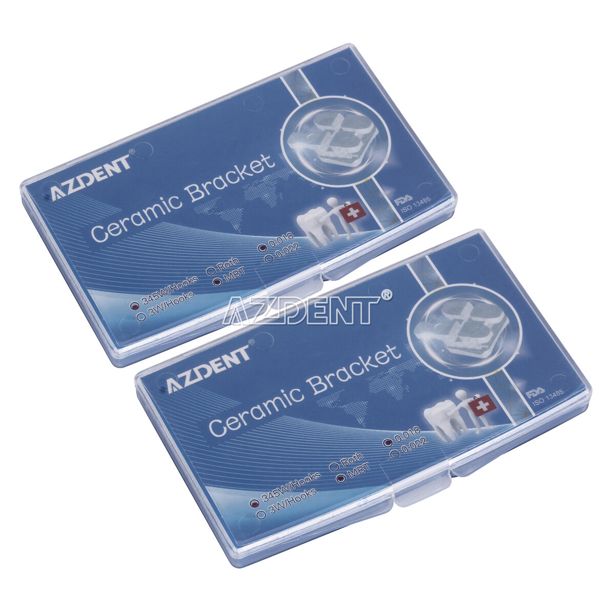 AZDENT Dental Orthodontic Clear Ceramic Brackets Braces Roth /MBT 022 Hook 345
