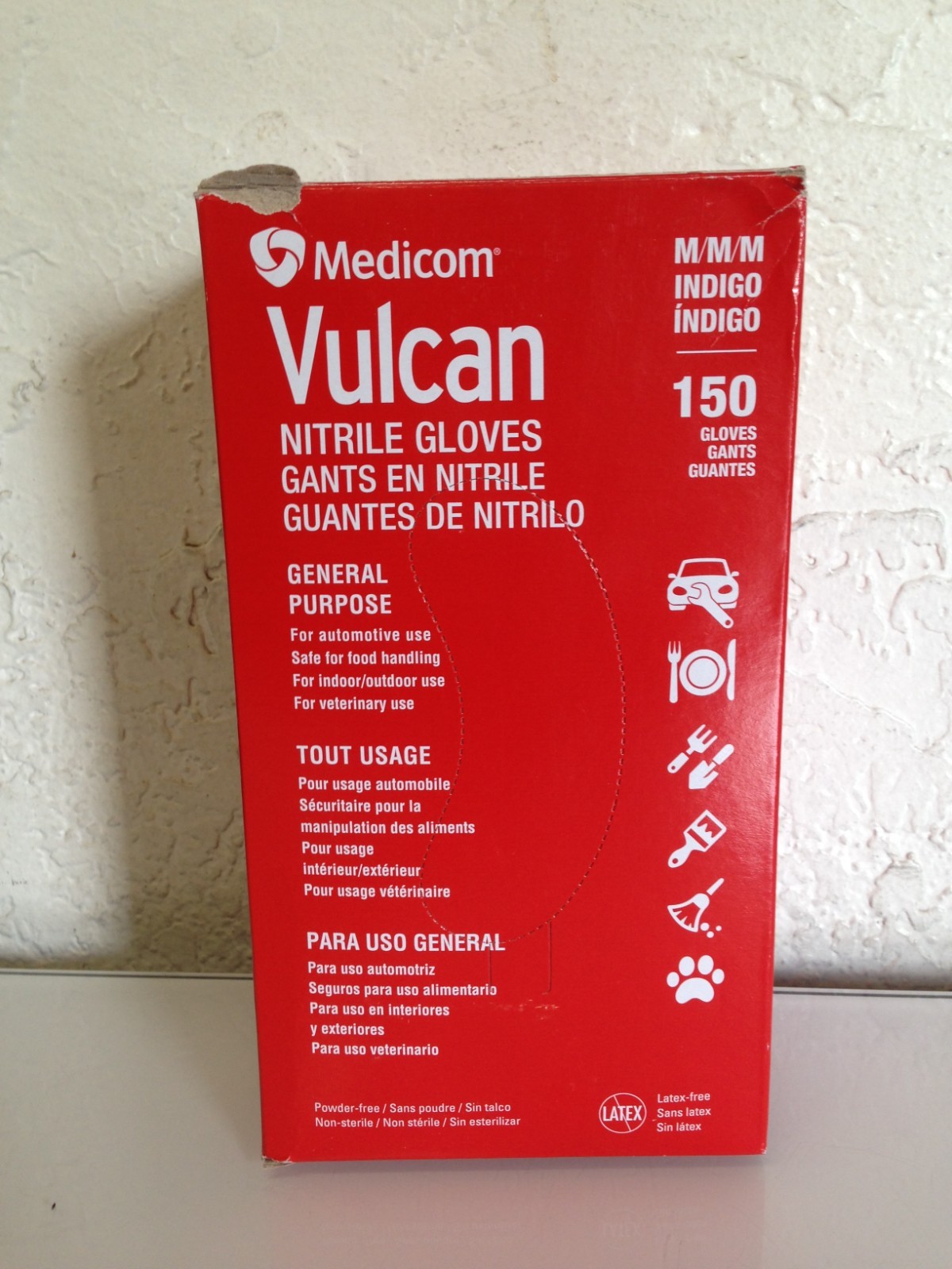 Medicom Vulcan Nitrile Gloves Indigo Size Medium 150 Count General Purpose