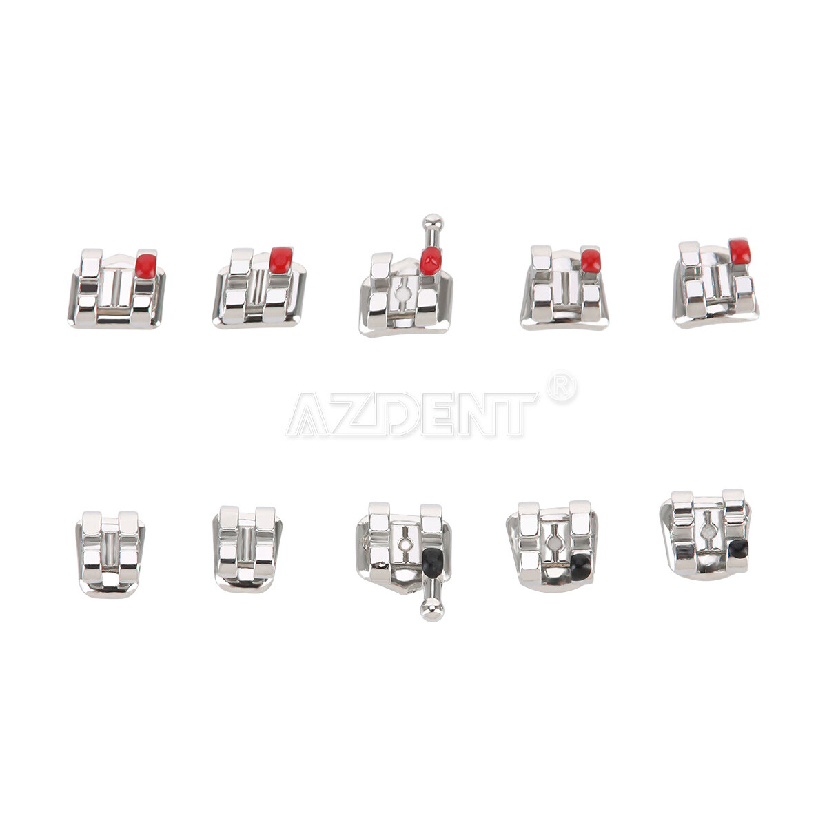 10Packs Dental Orthodontic Metal Brackets Braces Standard MBT.022 Hooks 3 AZDENT