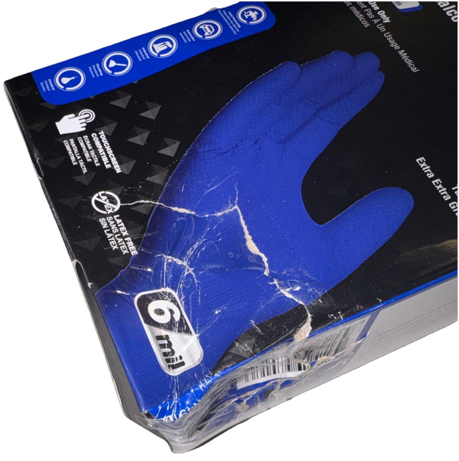 Ammex GWRBN49100 Gloveworks Blue Nitrile Powder Free Industrial Gloves, 6 Mil