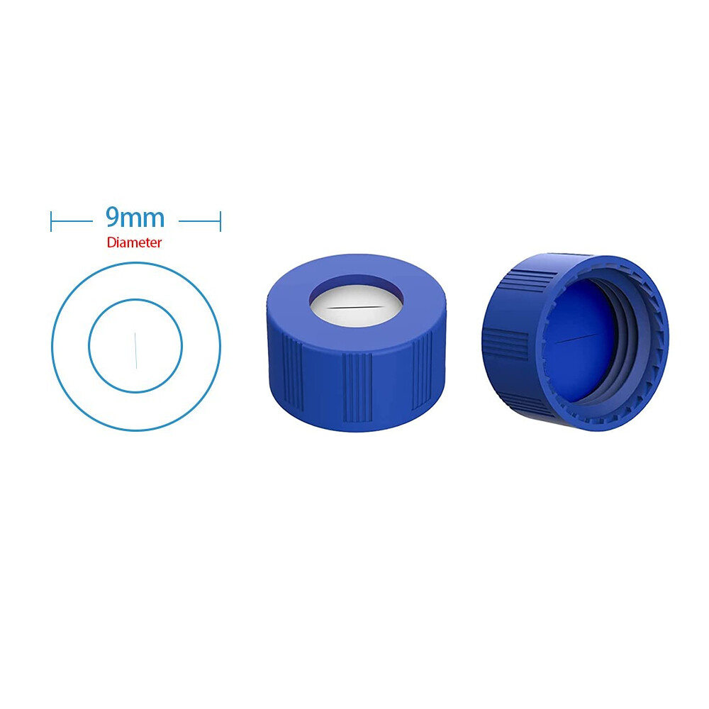 10000pcs Pre-Slit 9-425 Screw-Top Thread Caps 9mm Blue PTFE/White Silicone Septa