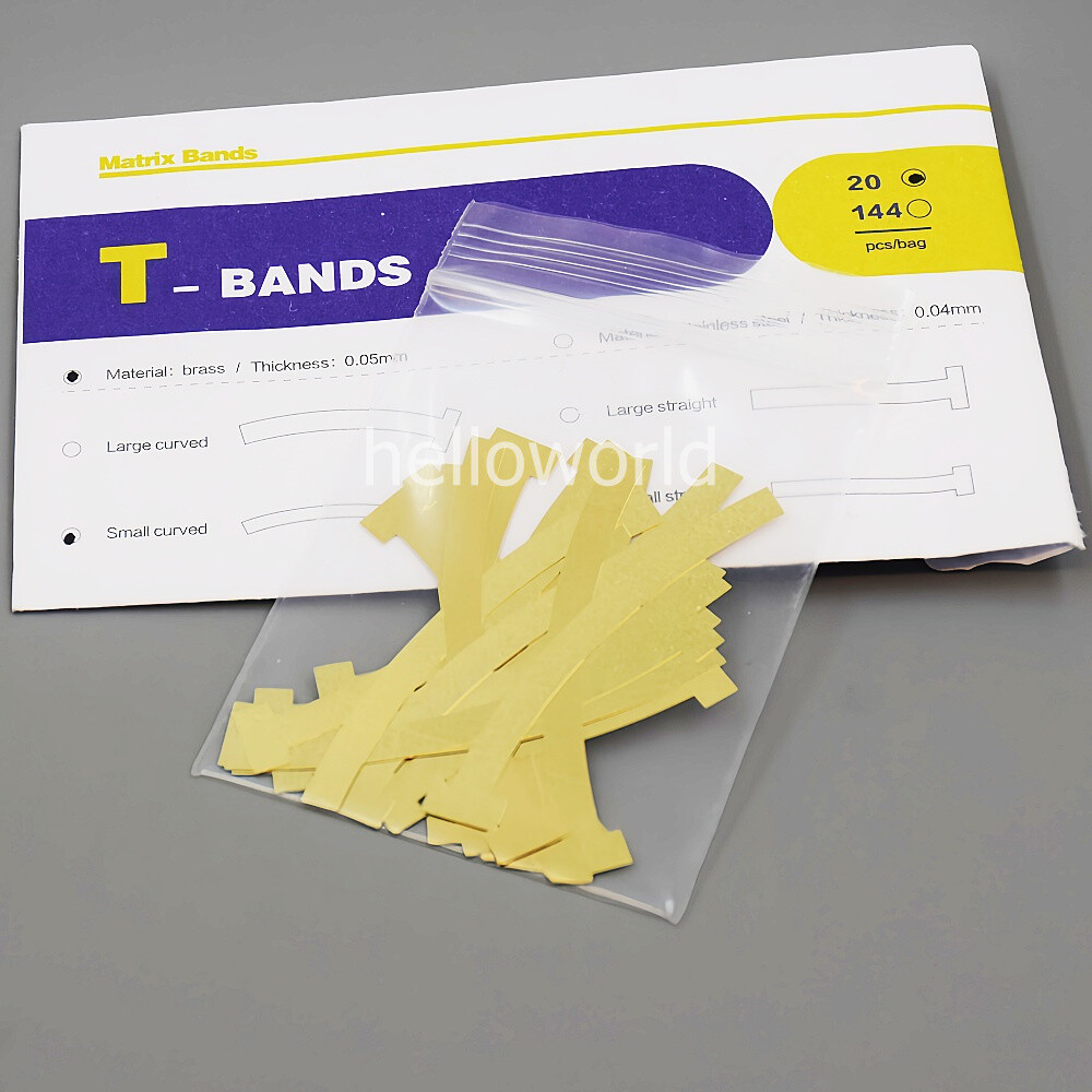 20 Pcs/Pack Dental Matrix T Bands Brass Straight Operatory Restoration 0.05mm