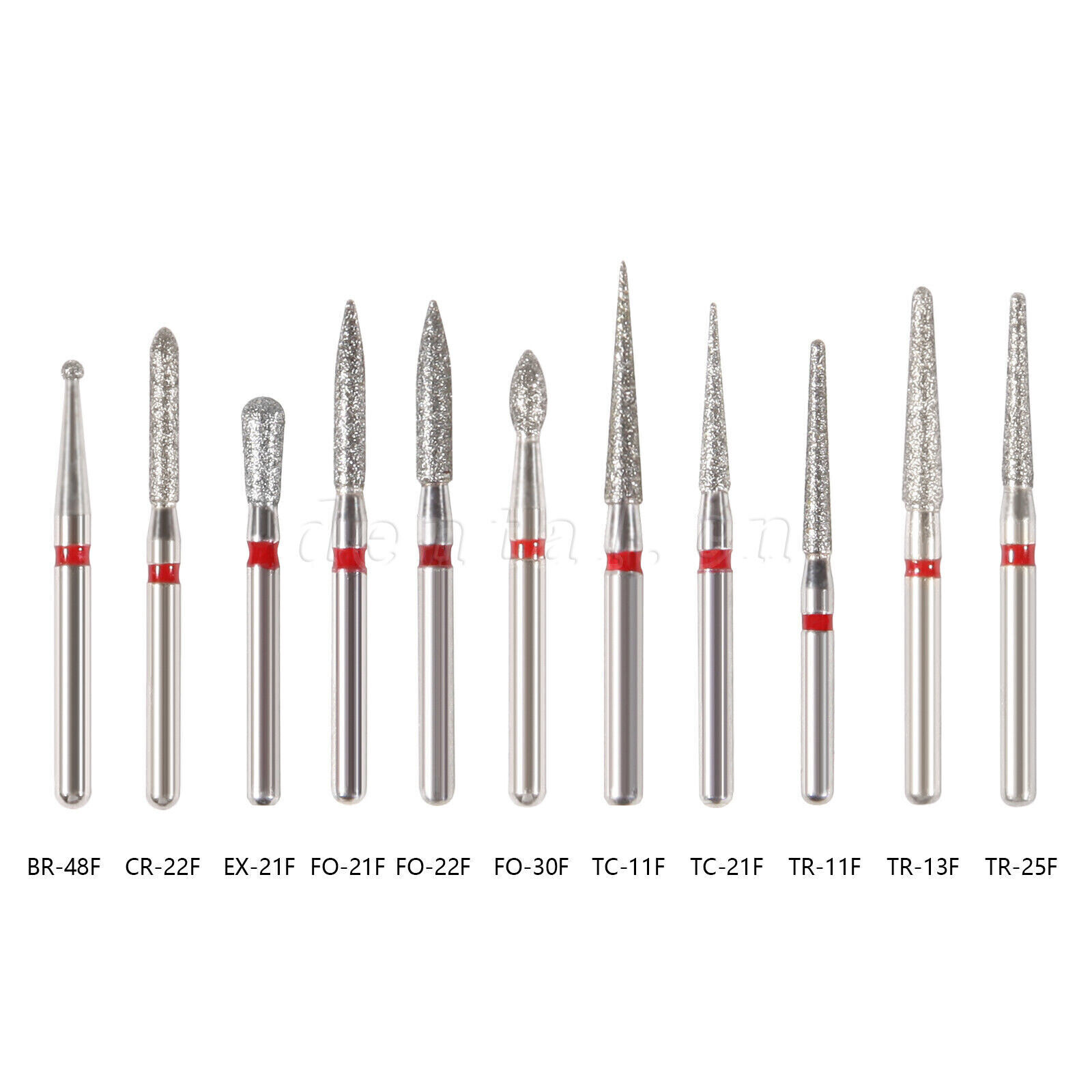 50 pcs Dental Turbine Diamond Burs For High Speed Handpiece Friction Grip Burs