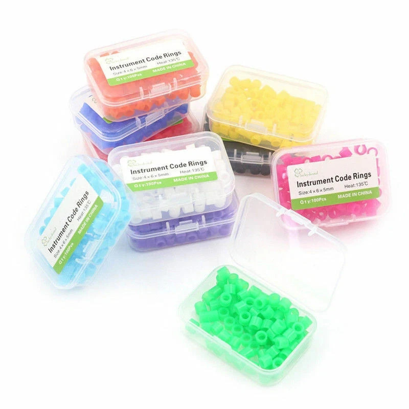 100 Pcs/Box Dental Silicone Autoclavable Hygienist Instrument Color Code Rings