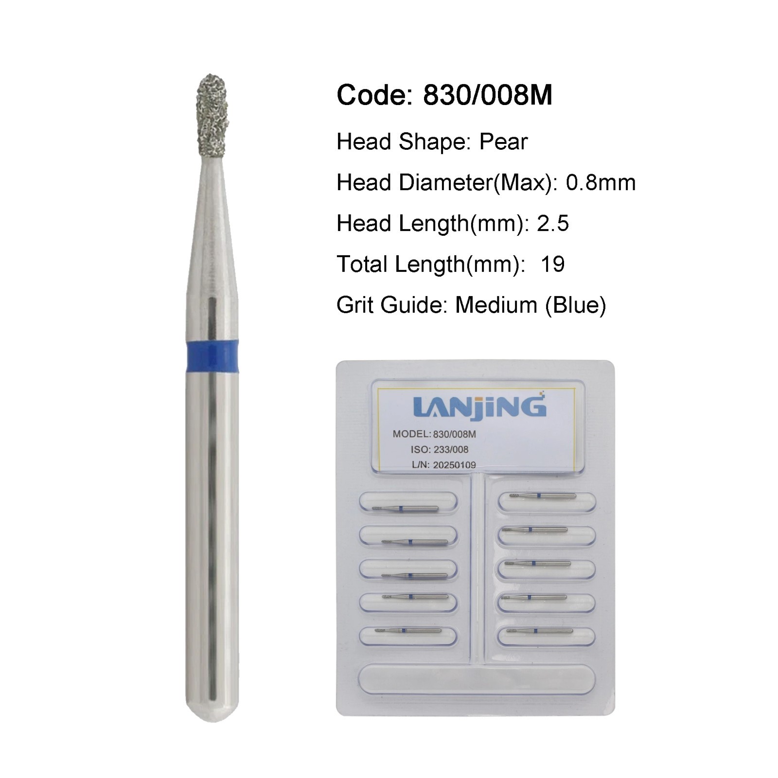 WAVE Dental Carbide Burs Diamond Bur FG Pear 330 High Speed 830/010 830/008 330