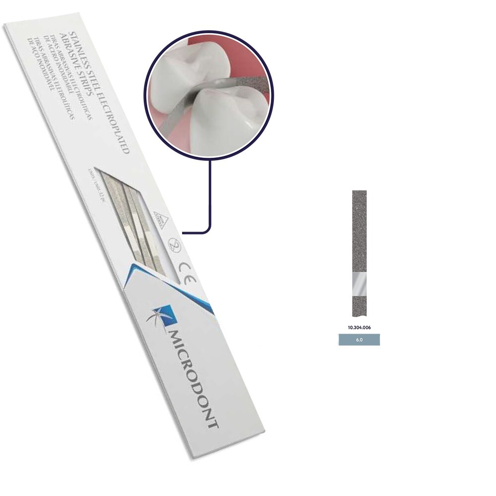 Microdont Dental Polishing Strips Stainless Steel 6 mm Medium (1-side) 12/BOX