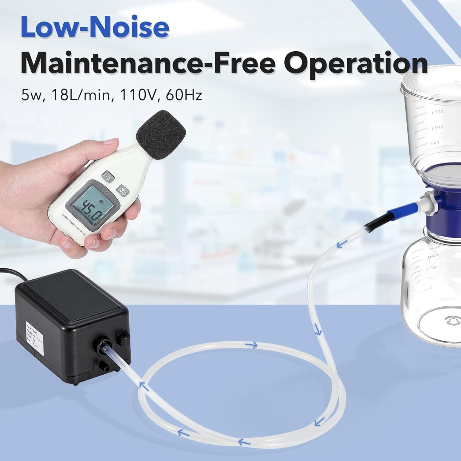 500ml Funnel Filtering Lab Vacuum Filtration Kit 1000mL Flask Lab Vacuum Pump