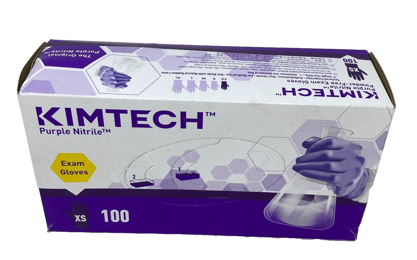 Kimtech Purple Nitrile Exam Gloves Powder-Free XS Extra Small, 100 Pcs