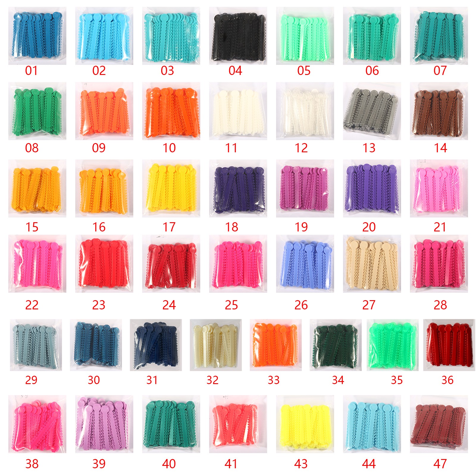 1 Bag Dental Orthodontic Ligature Ties Elastic Rubber Bands 45 Colors 1040 Pcs