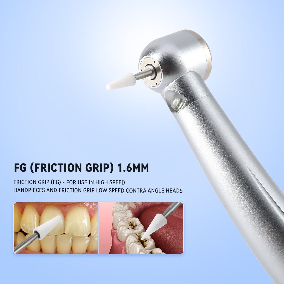 AZDENT Dental Mounted White Stone Polishing Burs FG Polisher For High Speed
