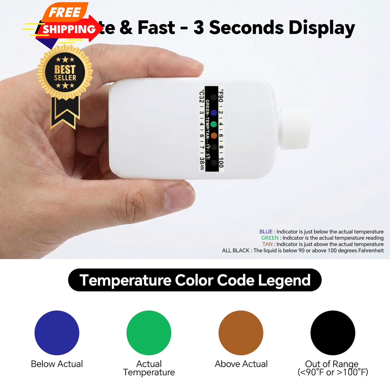 20 Pcs Urine Test Complete Kit – 10 Temperature Slim, White;black