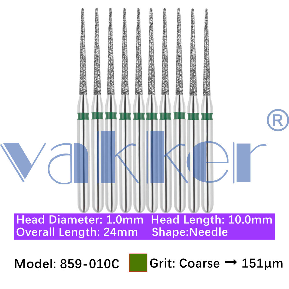 10pc Diamond Bur Shape Needle Diamond Burs for Handpiece Fine Medium Coarse