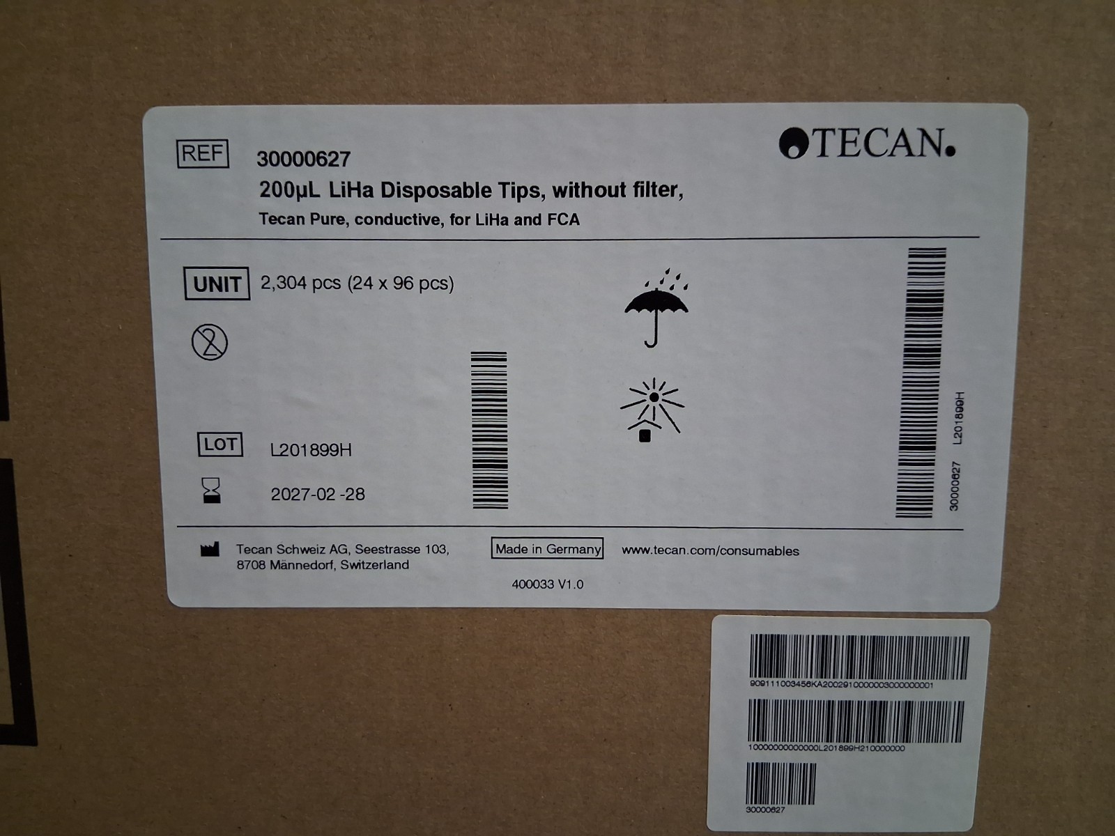 Tecan 30000627 200µL LiHa/FCA Conductive Tips Non-Filtered PURE 24×96 (2304) NEW