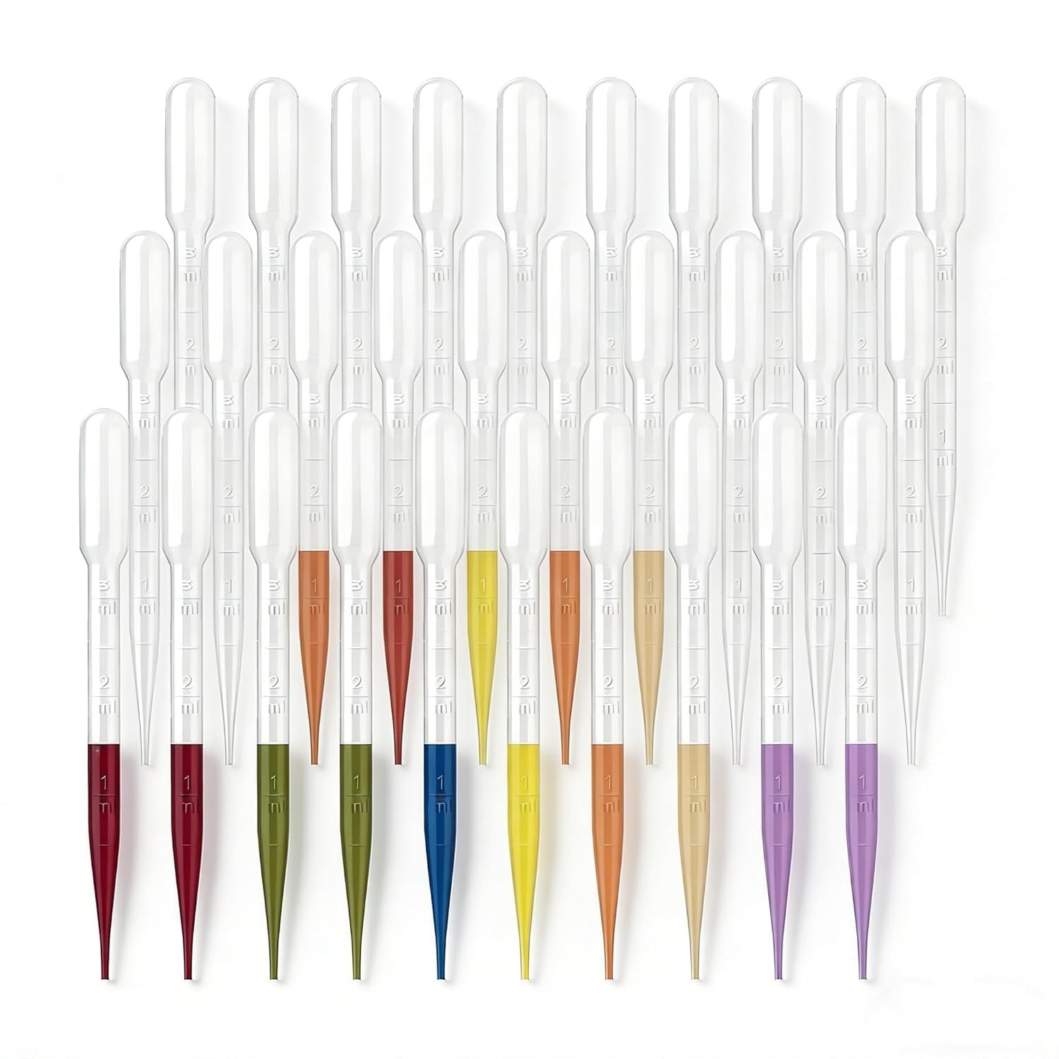 Hygienic 50-Pack 3ml Pipettes with Graduated Scale for Accurate Liquid Transfers