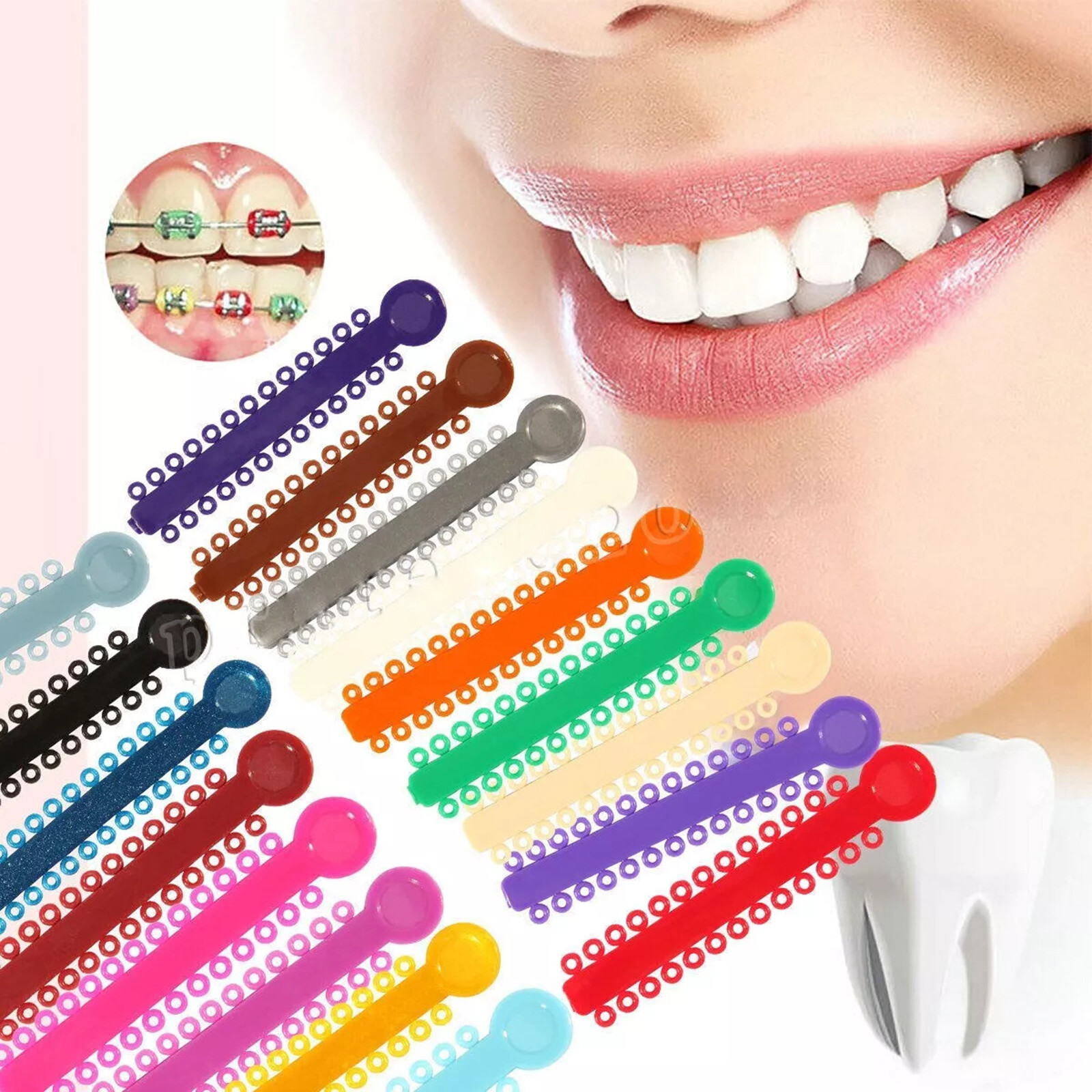 1040pcs Dental Orthodontic Ligature Ties Braces Elastic Rubber Bands Mixed Color