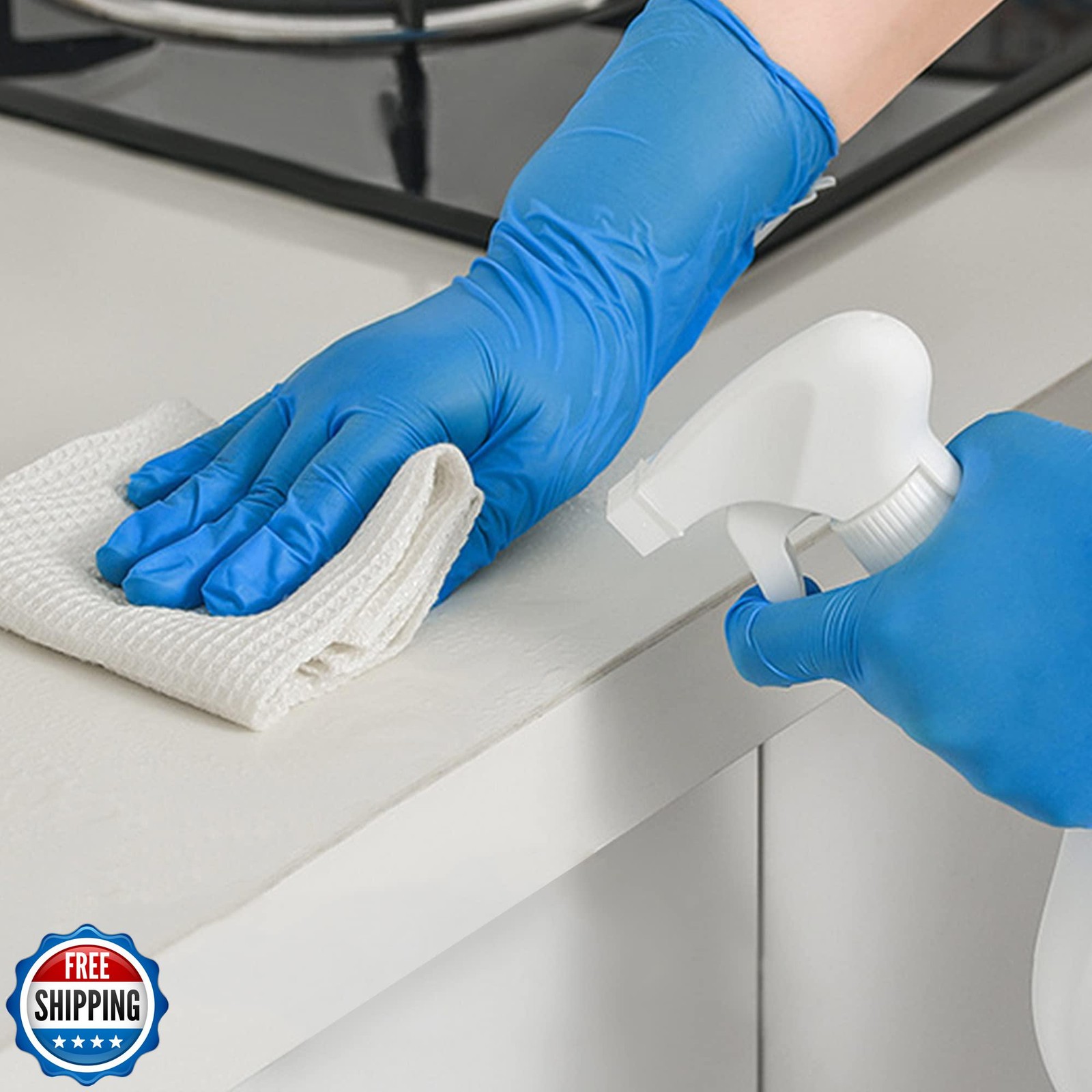 Daddy’s Choice Disposable Blue Nitrile Gloves, Size Large, No Lat