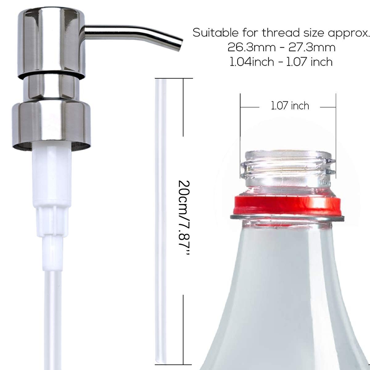 Chrome Soap Dispenser Pump Replacement – Silver 304 Rust 1pcs, Chrome-silver