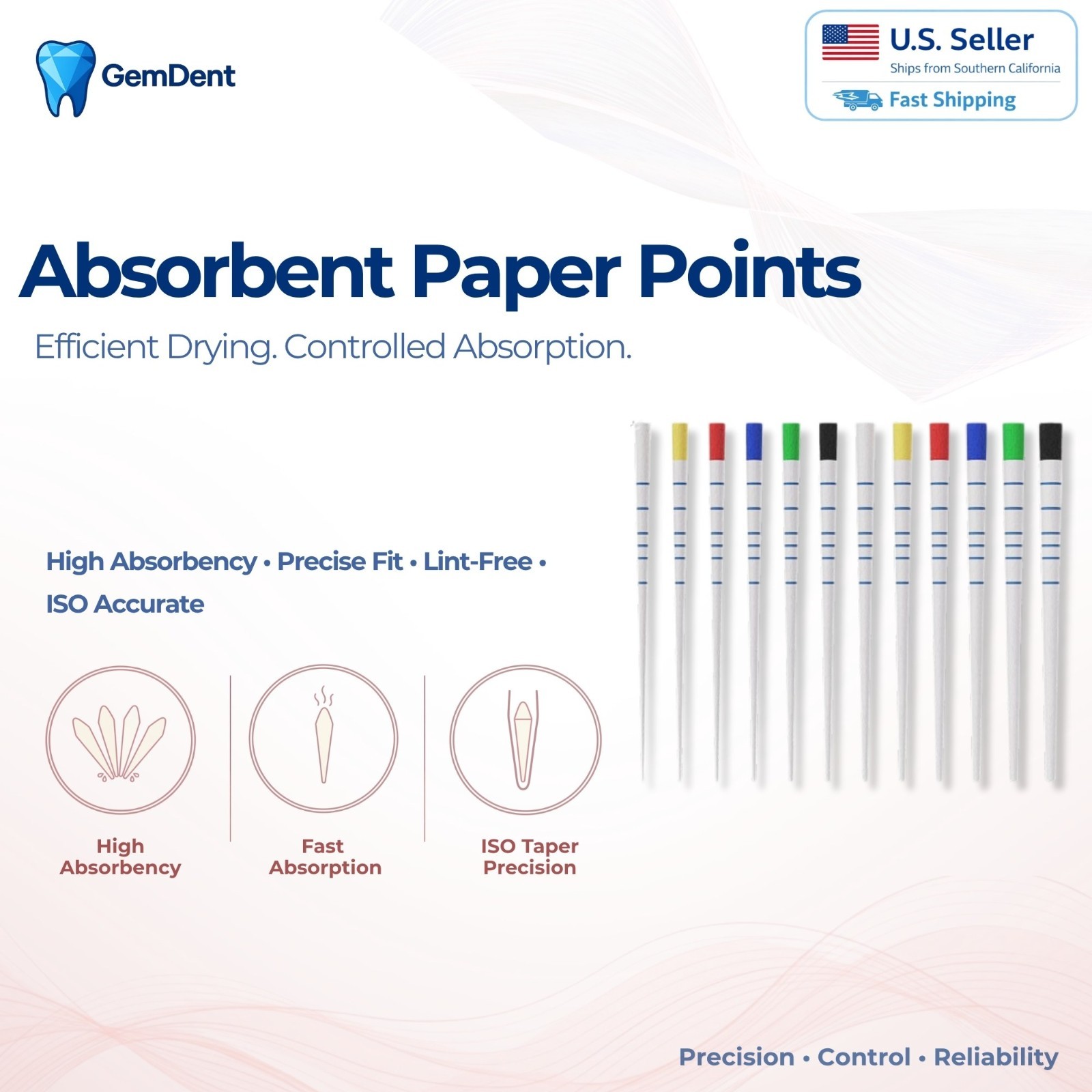 GemDent Paper Points Endodontic Absorbent ISO .02 .04 .06 F1 F2 F3 F4 MM Marked
