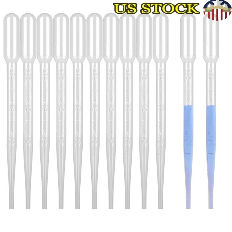 3ML Disposable Pipettes Eye Dropper Graduated Liquid Transfer Tool 10 Pack New