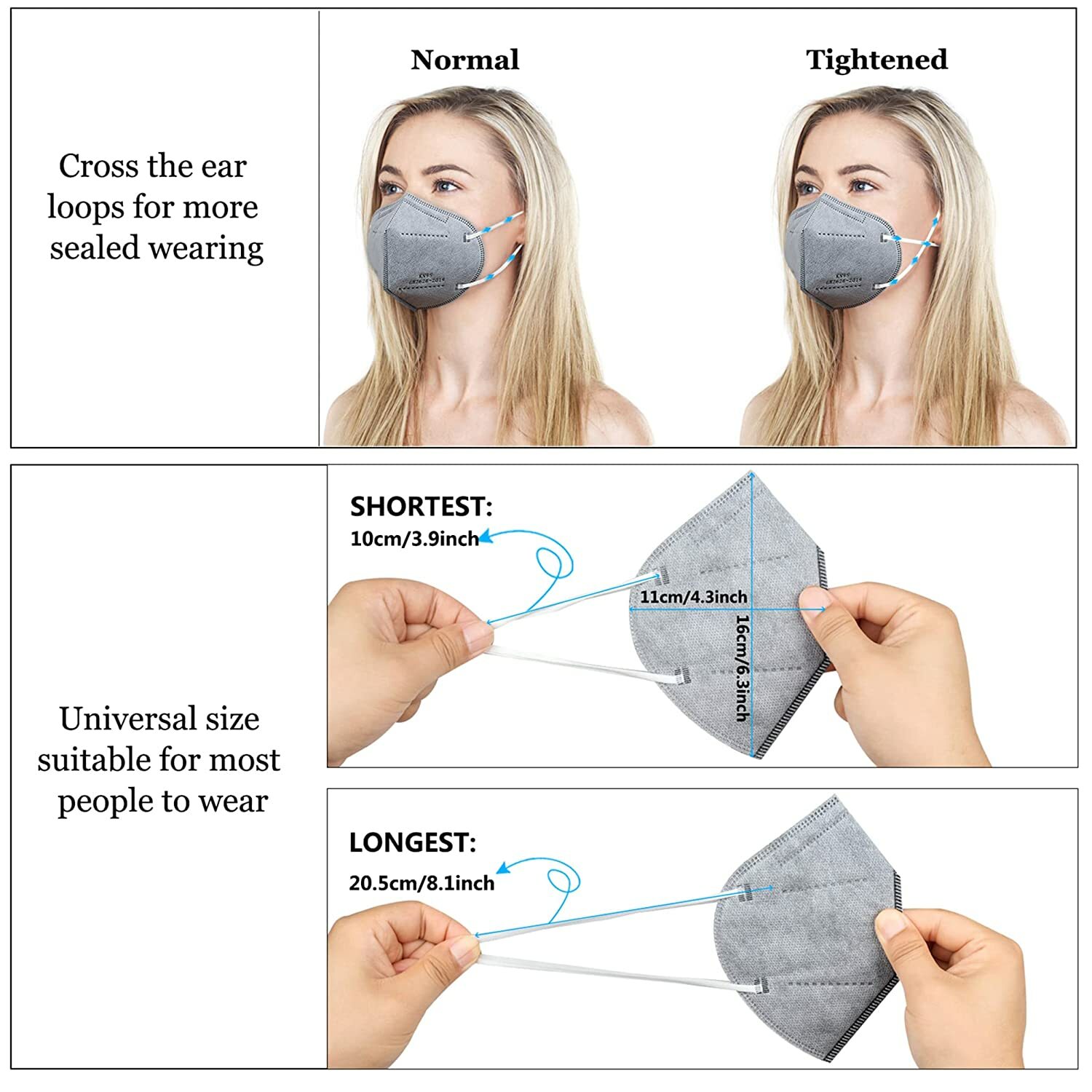 50/100 Black KN95 Protective 5 Layer Face Mask Disposable Respirator USA Seller