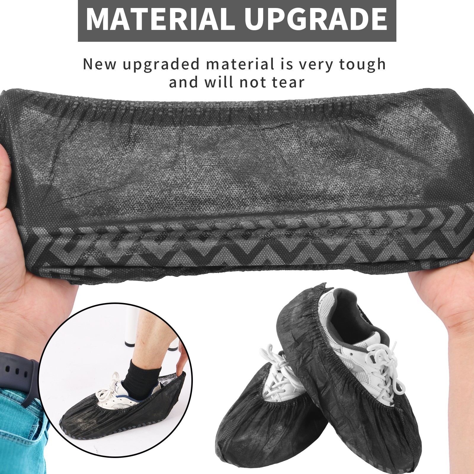 Black 100 Pack Non-Slip Disposable Shoe Covers Premium Boot Protector Booties