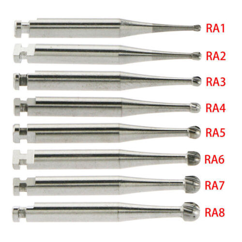 5Pcs/Box Dental Tungsten Steel Carbide Burs RA8 Round Low Speed Handpie Drills