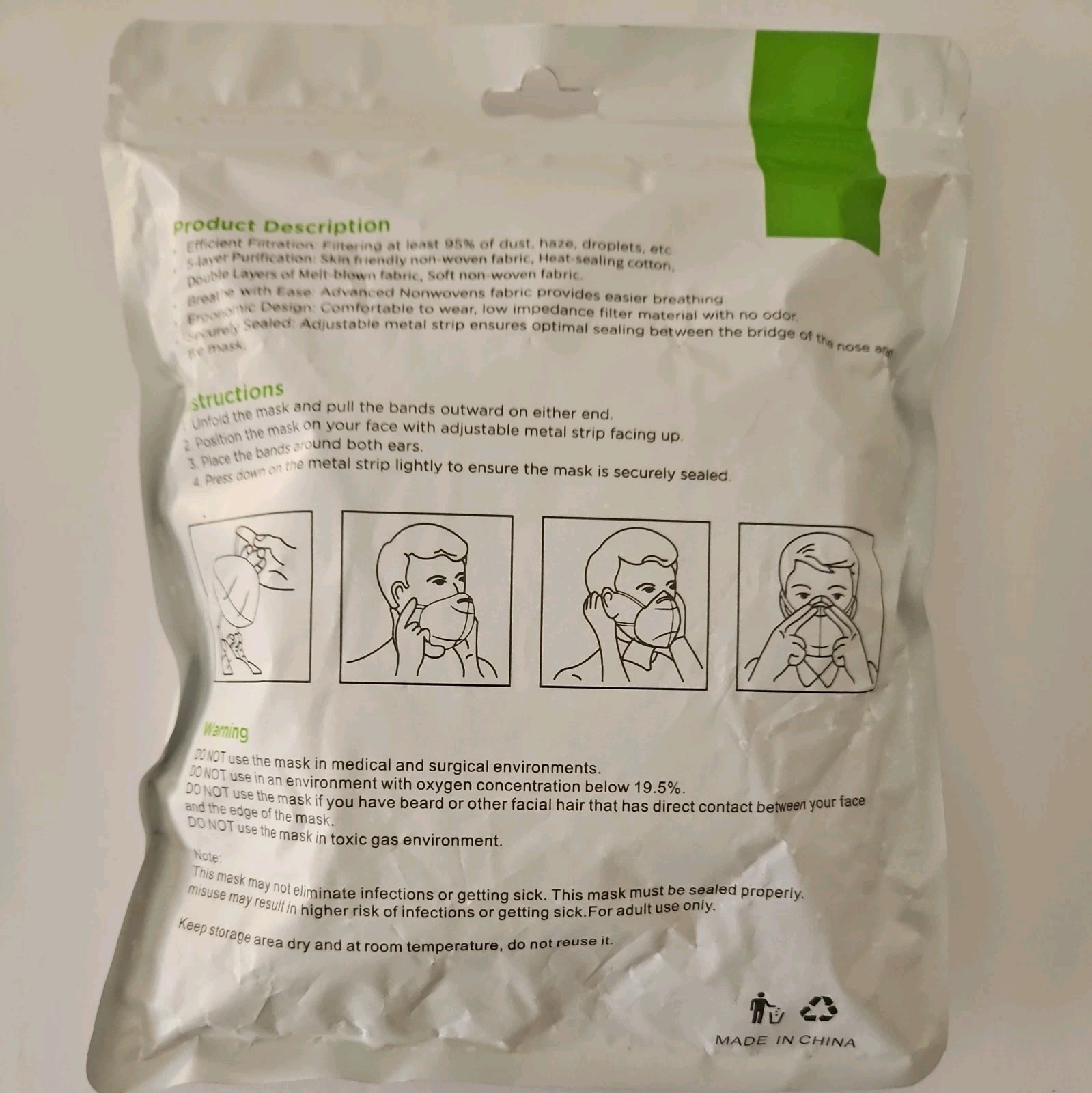 K-N95 Face Mask double layer non medical. Pack Of 10.