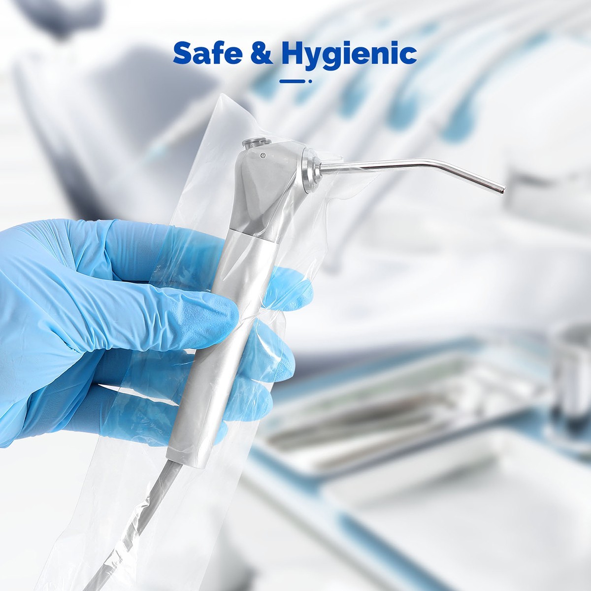 Dental 3 Way Air Water Syringe Handpiece HVE/SE Sleeves Cover 2.5”X10” Clear