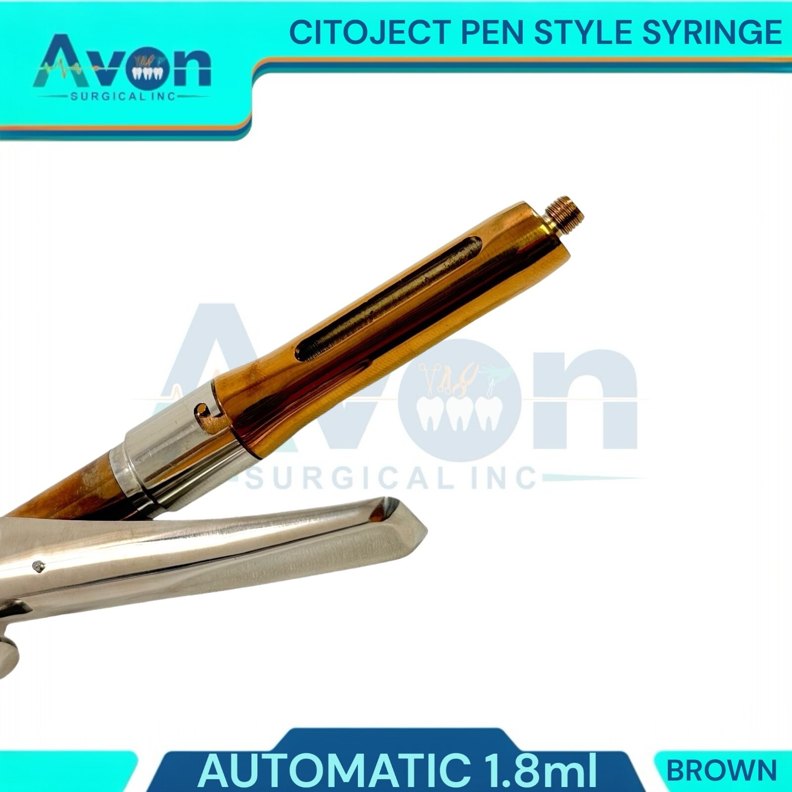 3PK Dental Anthestetic Pen Syringe 1.8mL, Multicolor+Brown+Blue, Stainless